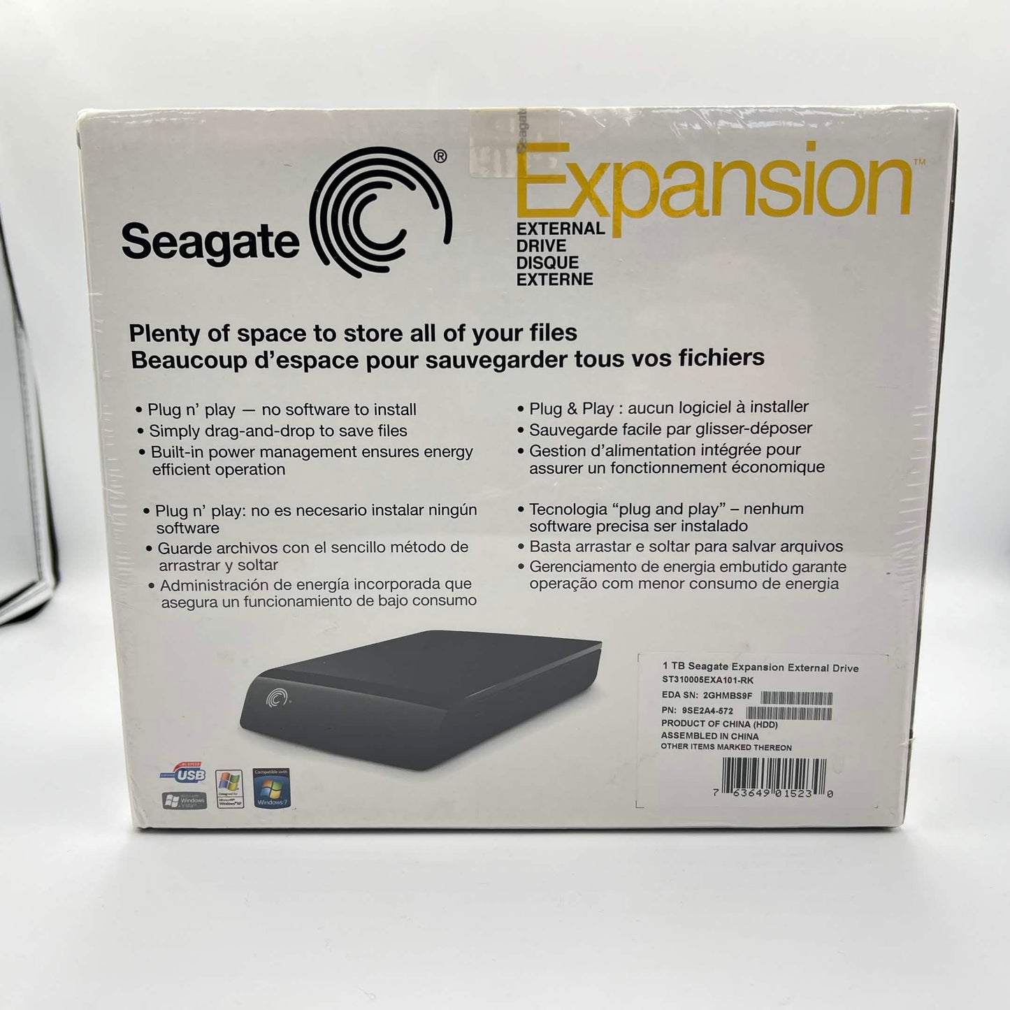 New Seagate 2.5" ST310005EXA101 1TB Micro USB-B to USB-A HDD 9SE2A4-572