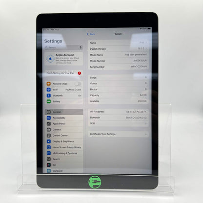 WiFi Only Apple iPad 9th Gen 64GB Space Gray MK2K3LL/A