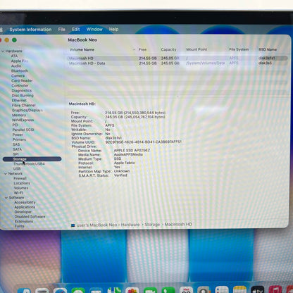 2026 Apple MacBook Neo 13" A18 Pro 5C GPU 4.0GHz 8GB RAM 256GB SSD A3404