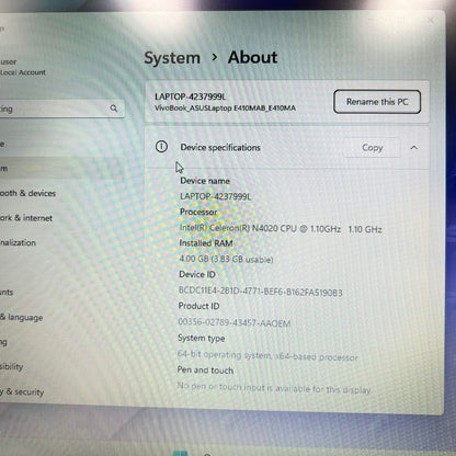 Asus E410MA E410M 14" Celeron N4020 1.1GHz 4GB RAM 64GB SSD