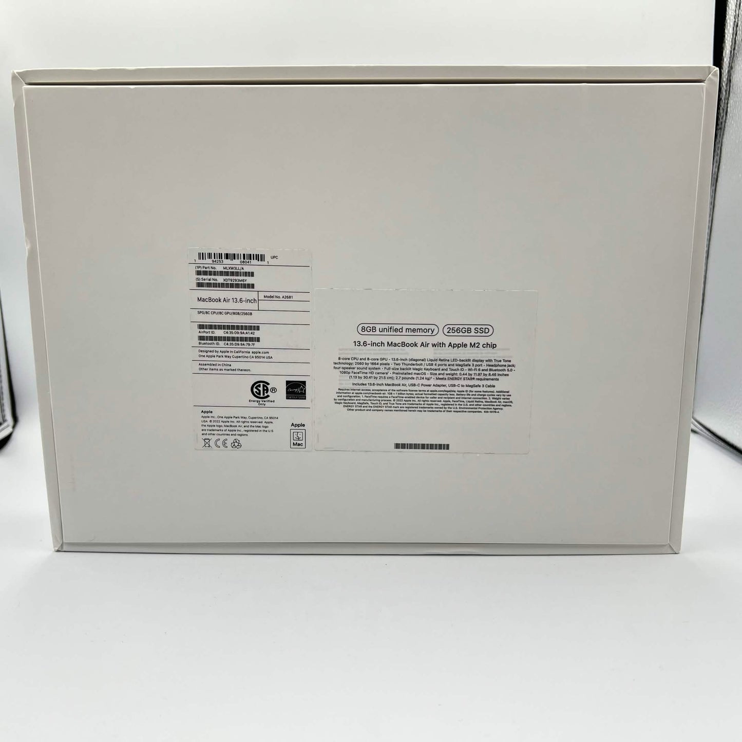 2022 Apple MacBook Air 13.6" M2 8C GPU 3.5GHz 8GB RAM 256GB SSD 1PMLXW3LL/A