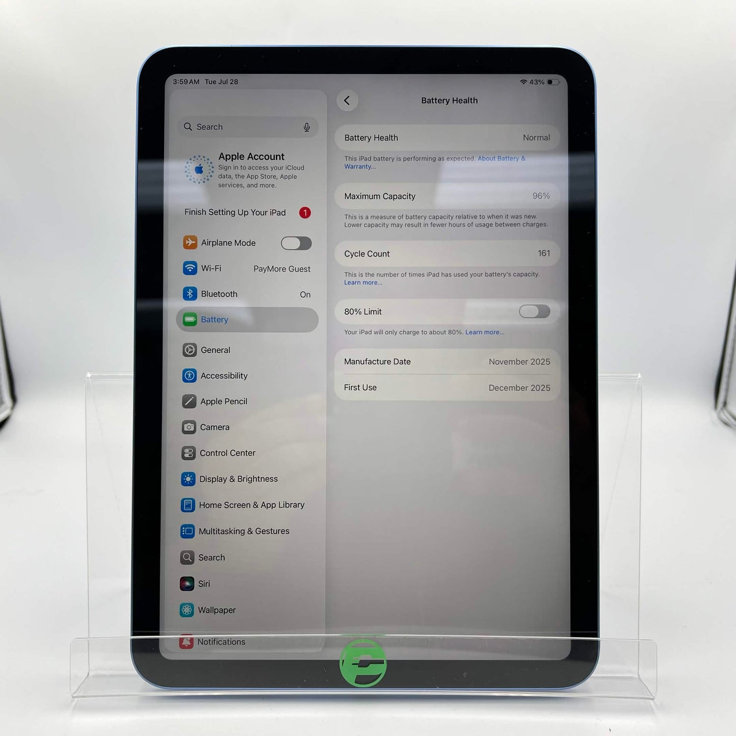 WiFi Only Apple iPad 11" (A16) 128GB Blue MD4A4LL/A