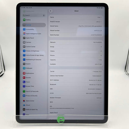 WiFi Only Apple iPad Pro 12.9" 5th Gen 1TB Silver MHP23LL/A