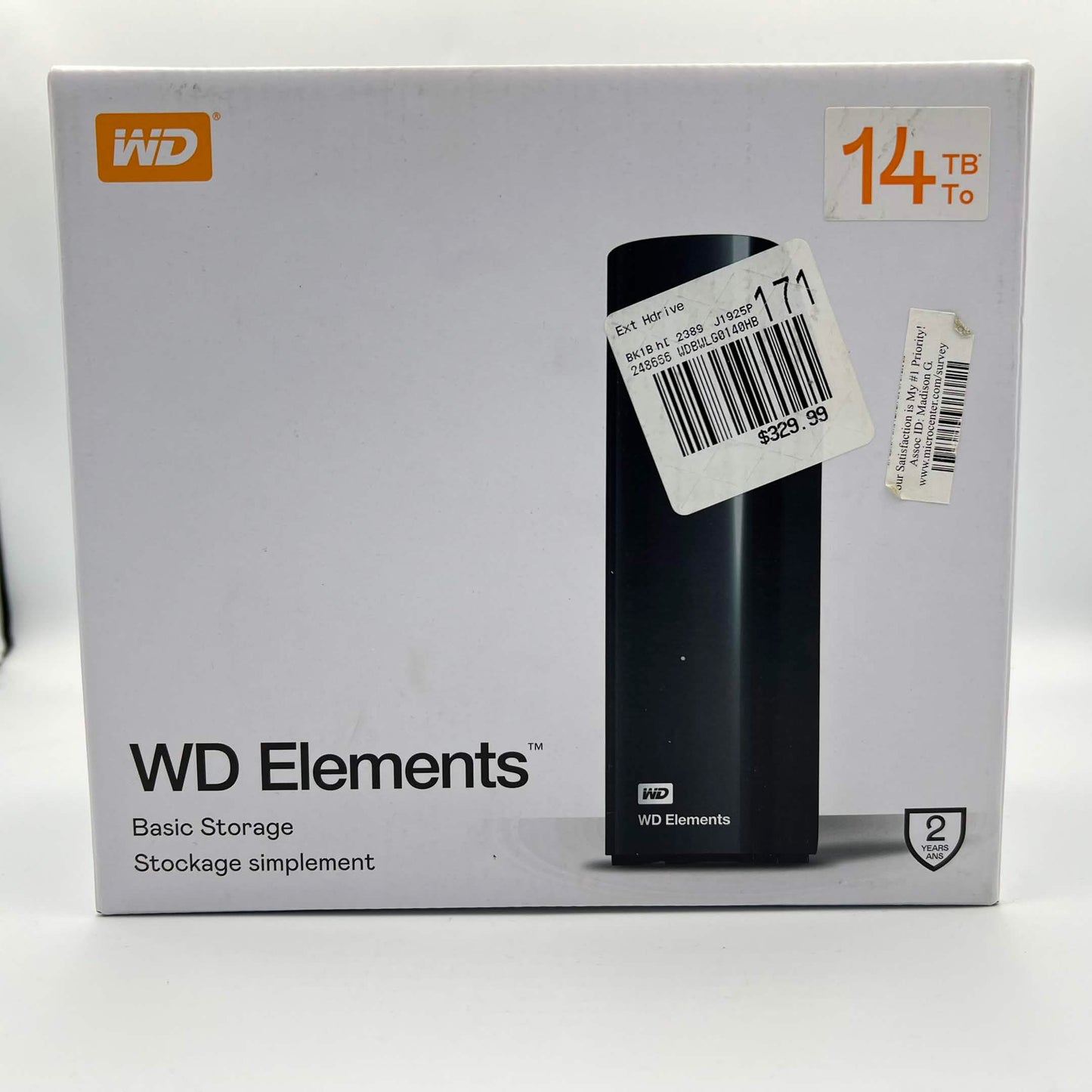 New Western Digital WD Elements Portable 14TB Micro USB-B to USB-A 