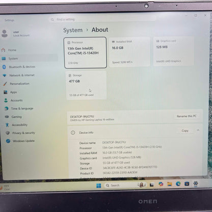 HP Omen 16-WD0013DX 16" i5-13420H 4.6GHz 12GB RAM 500GB SSD GeForce RTX 4050