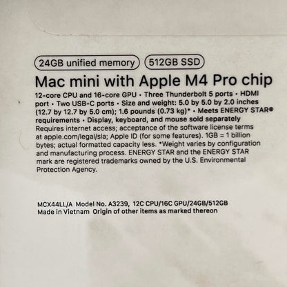 2024 Apple Mac Mini M4 Pro 16 Core 4.5GHz 24GB RAM 512GB SSD A3239