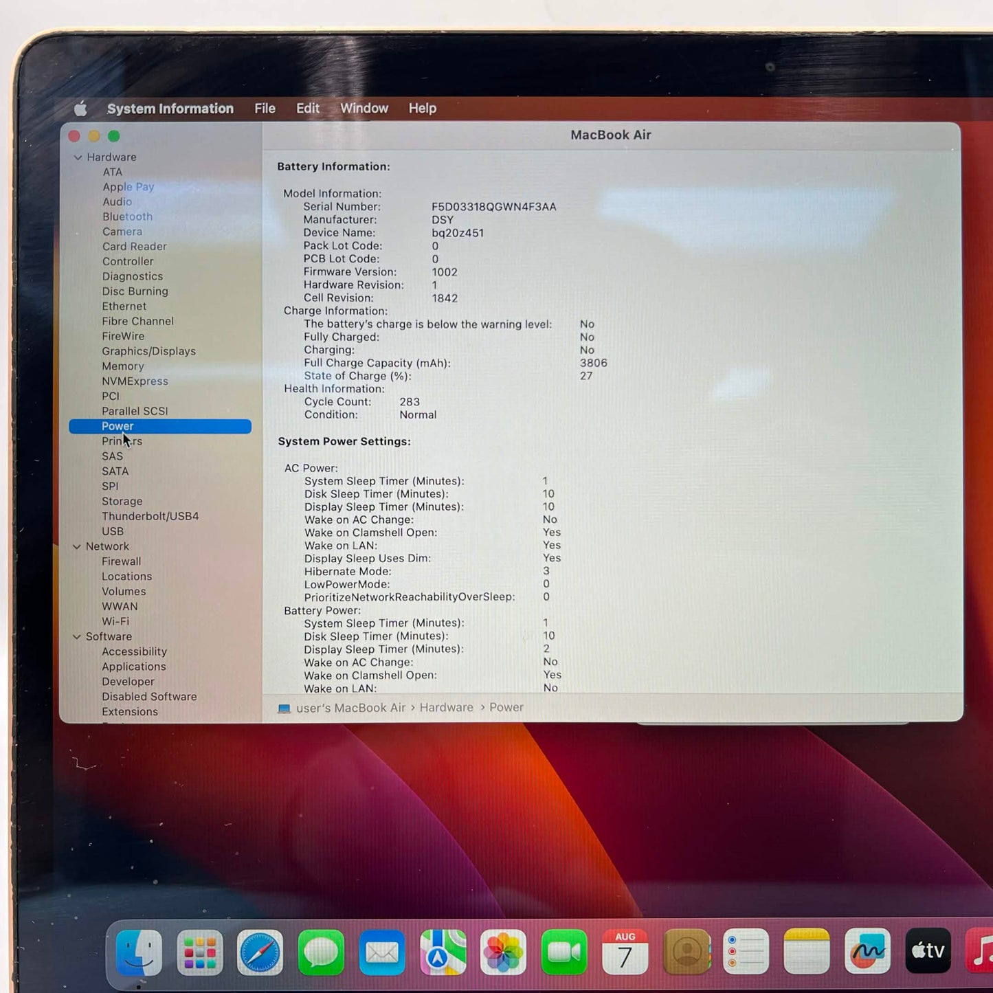 2020 Apple MacBook Air 13.3" i3 1.1GHz 8GB RAM 256GB SSD Rose Gold A2179