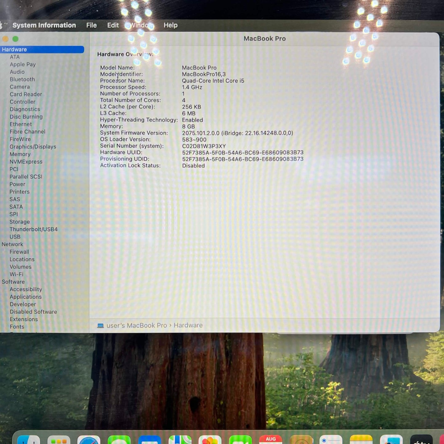 2020 Apple MacBook Pro 13.3" i5 1.4GHz 8GB RAM 256GB SSD Silver A2289