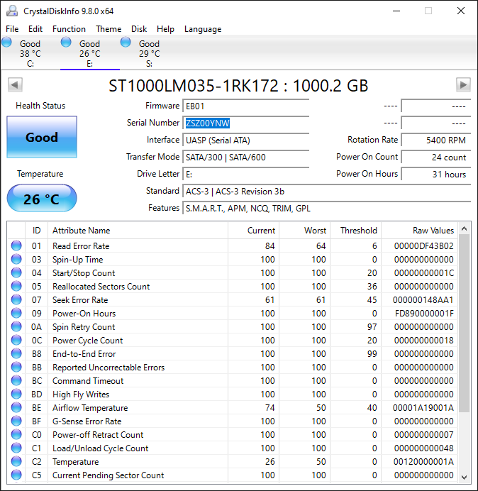 Seagate Portable Backup Plus Drive 2TB Micro USB-B to USB-A HDD ST1000LM035