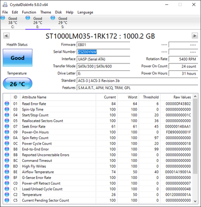 Seagate Portable Backup Plus Drive 2TB Micro USB-B to USB-A HDD ST1000LM035